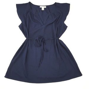 Motherhood Maternity Tie Waist Blue Blouse
